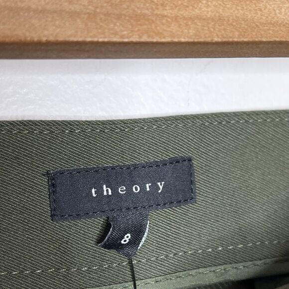 Theory Wool Pencil Skirt Army Green Womens 8 Career Quiet Luxury Work Office - Picture 5 of 8